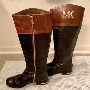 Michael Kors Two Tone Black and Brown Riding Boots